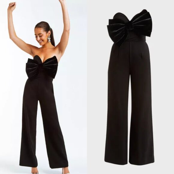 Mestiza New York Pants - NWT | Mestiza New York Jules Black Bow Strapless Jumpsuit Size 10 *